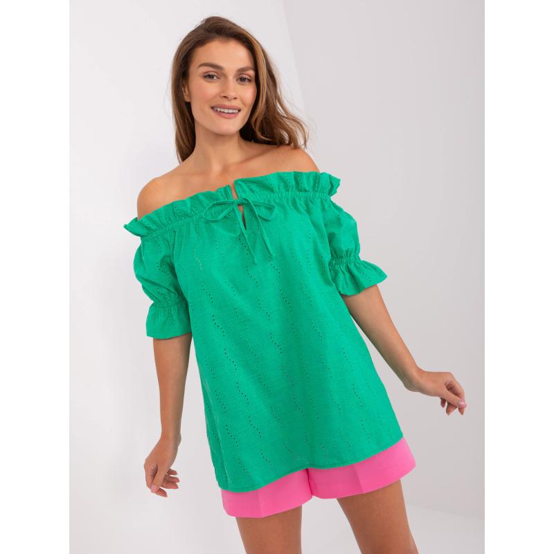 Dámská halenka s krátkými rukávy INEPH zelená 