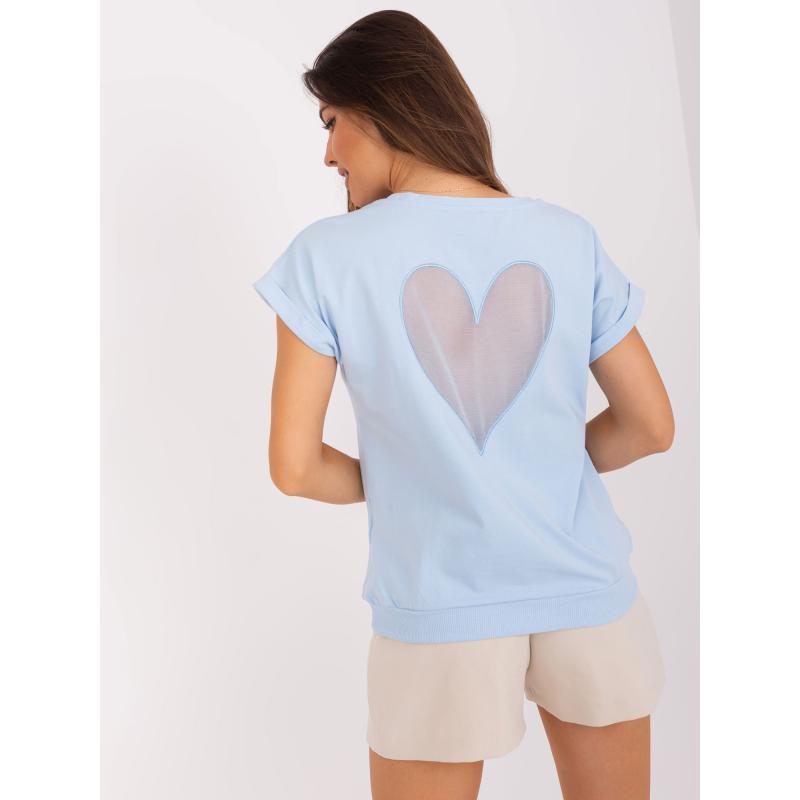 Női blúz felhajtott ujjakkal AINGO világoskék