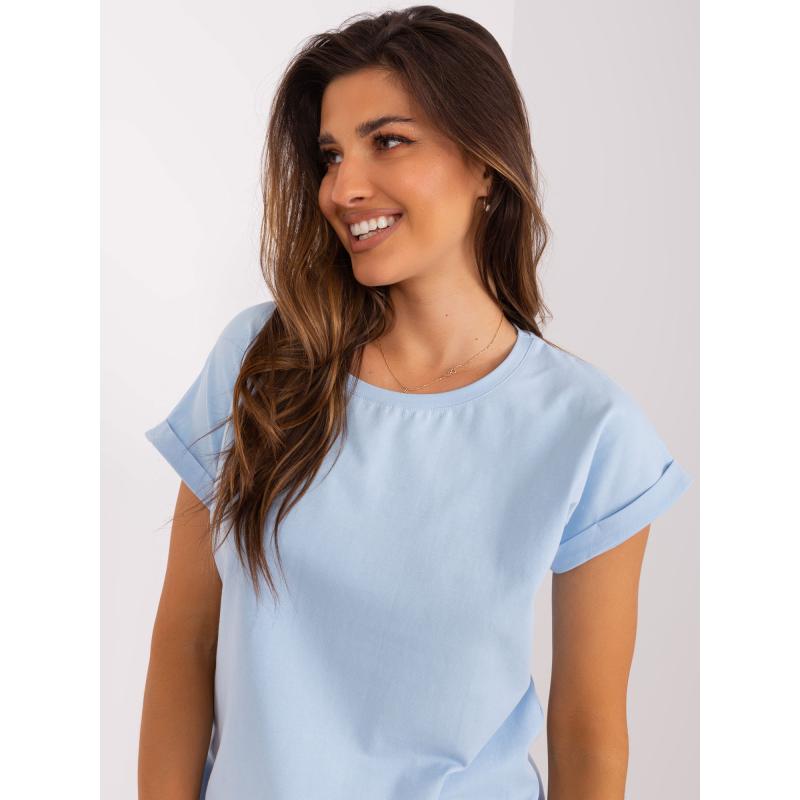 Női blúz felhajtott ujjakkal AINGO világoskék