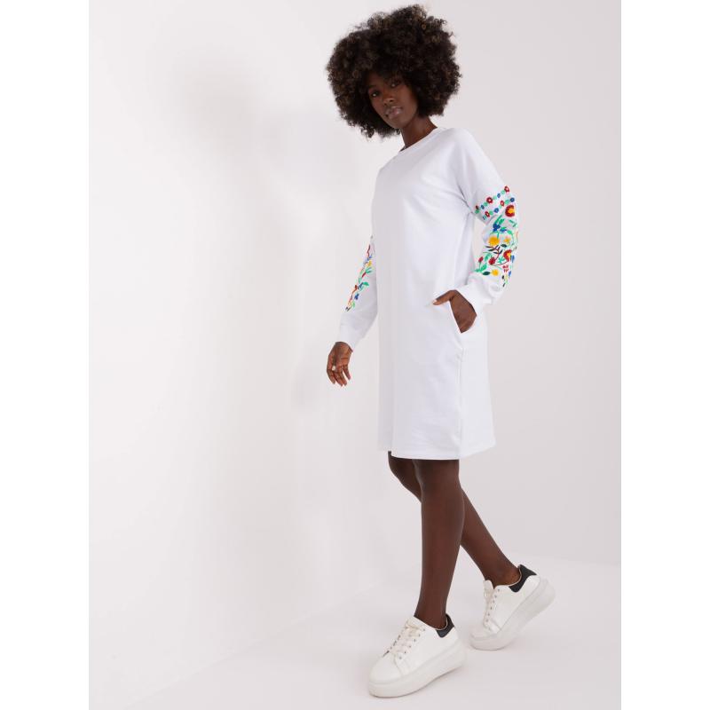 Női hímzett ujjú ruha RUE PARIS fehér