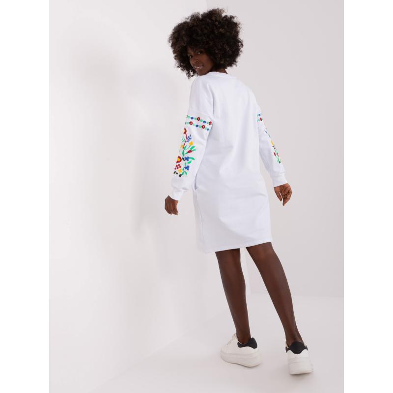 Női hímzett ujjú ruha RUE PARIS fehér