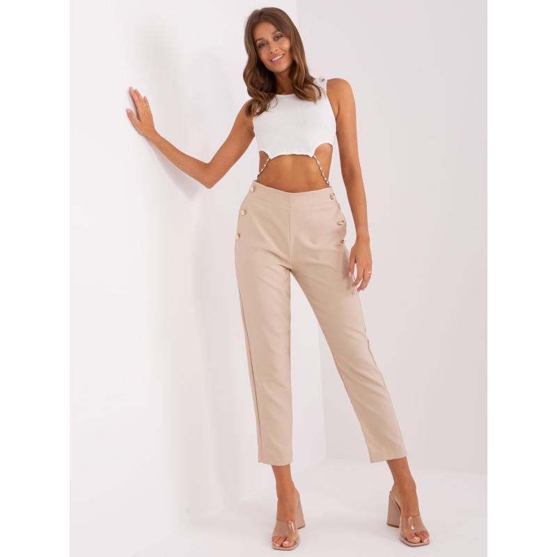 Női gombos nadrág OCH BELLA világos bézs