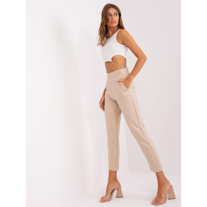 Női gombos nadrág OCH BELLA világos bézs