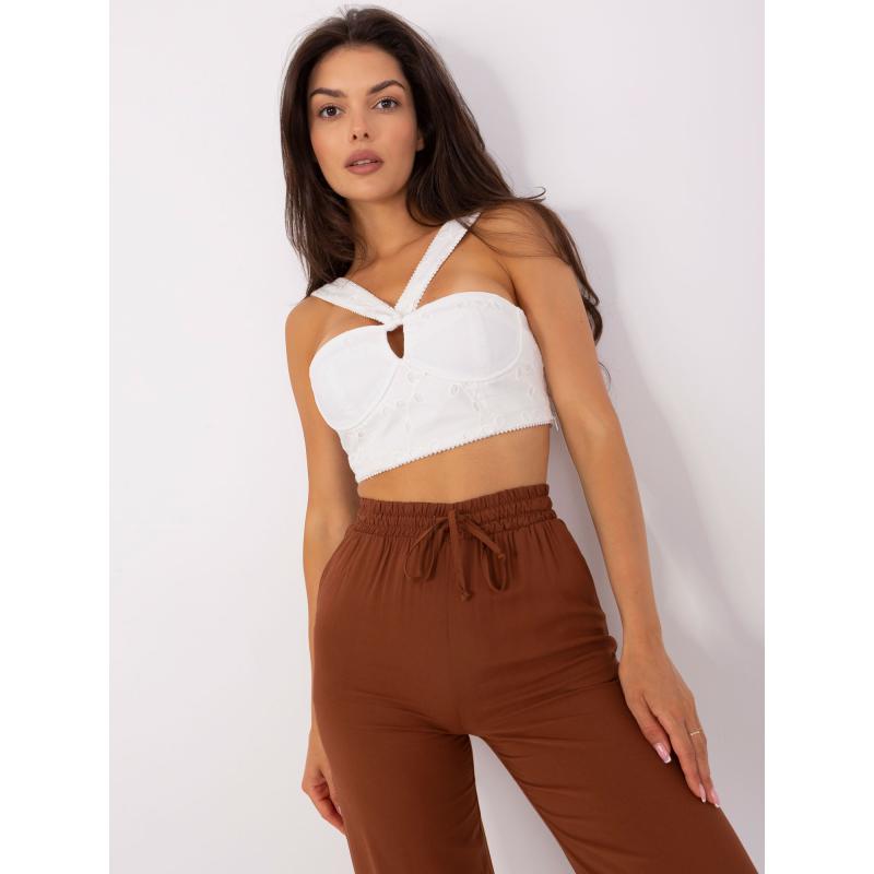 Női magas derekú nadrág TORA barna
