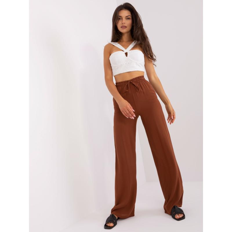 Női magas derekú nadrág TORA barna