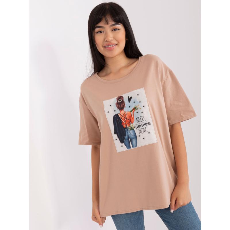Dámské tričko s potiskem a kulatým výstřihem CENTA béžové 