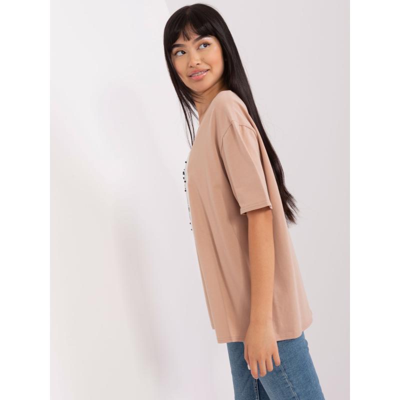Dámské tričko s potiskem a kulatým výstřihem CENTA béžové 