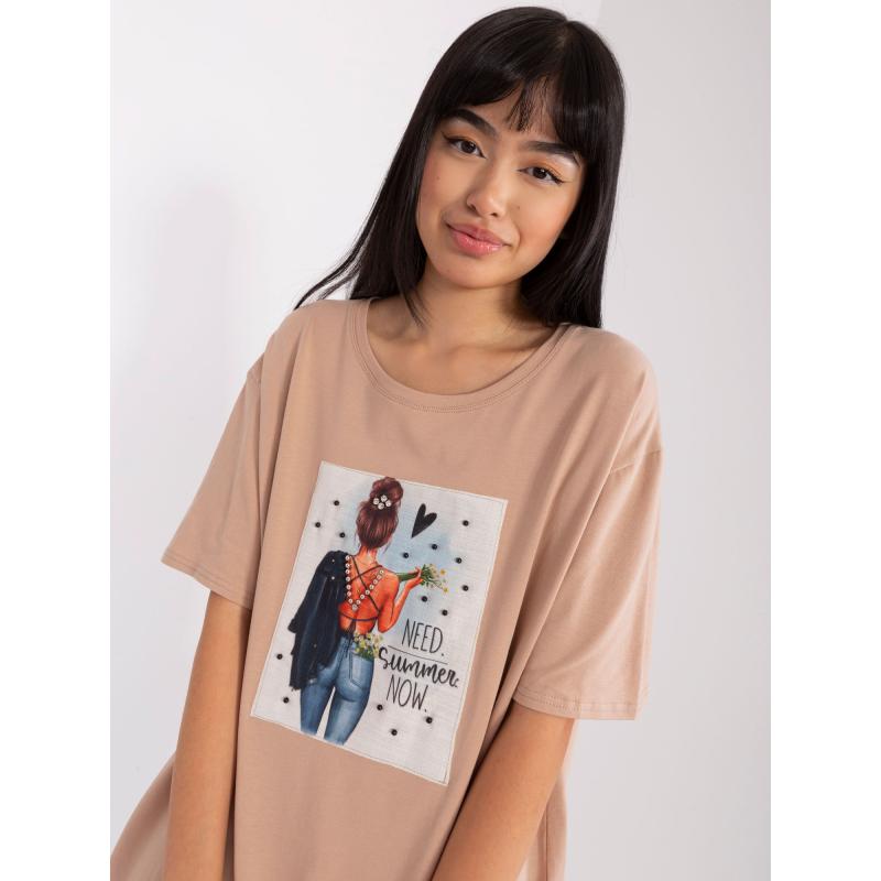 Dámské tričko s potiskem a kulatým výstřihem CENTA béžové 