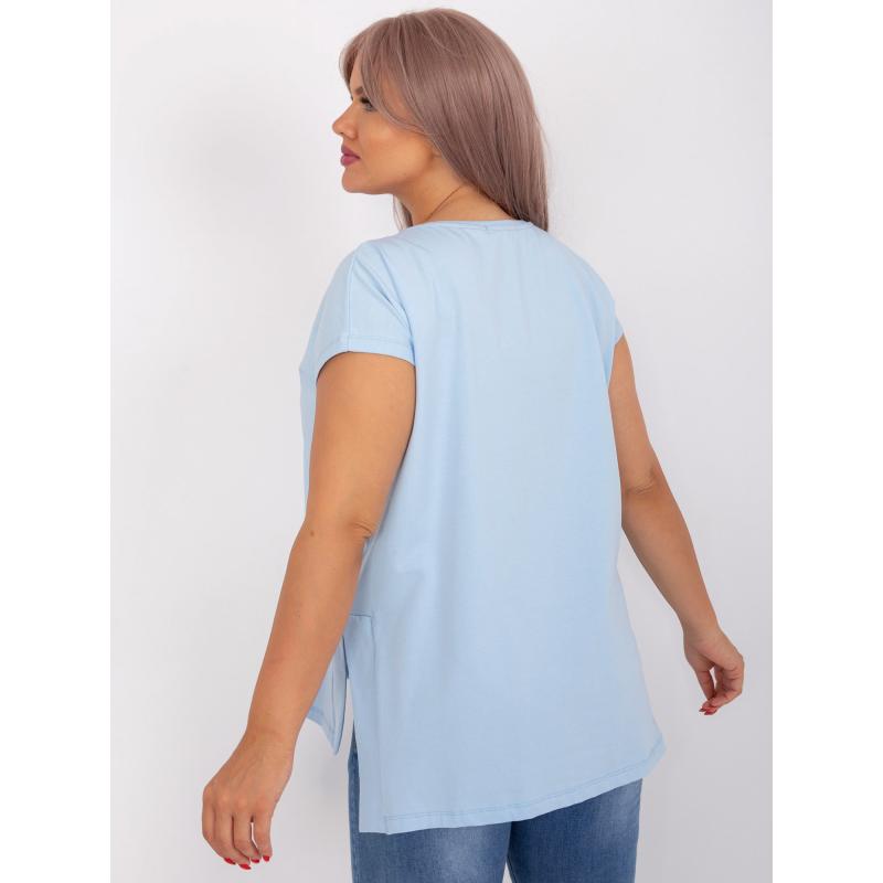 Dámské šaty s rozparky plus size KINNDA světle modré 