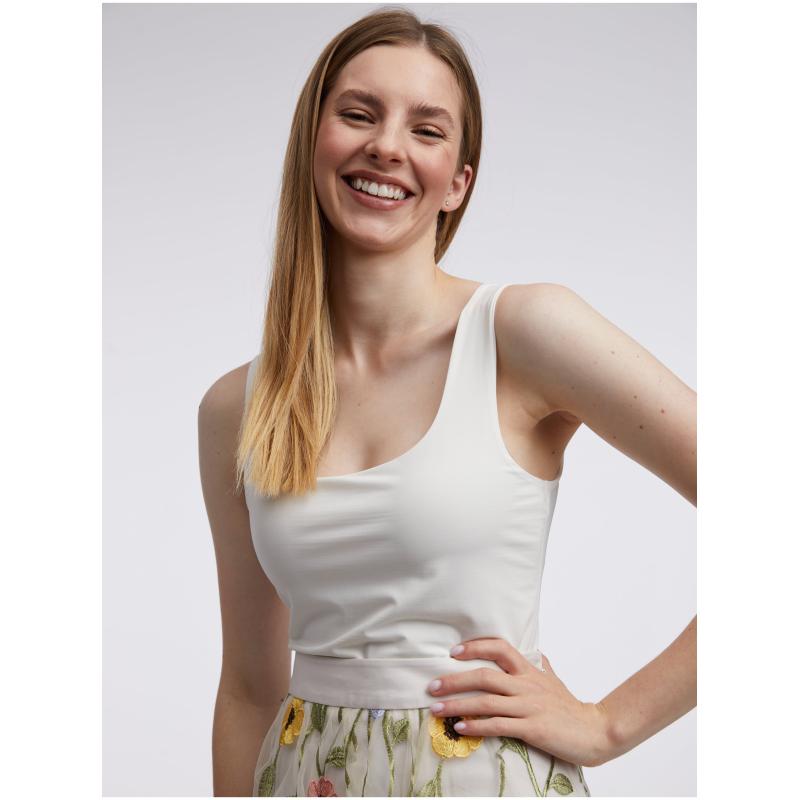 Krémová dámska kvetinová midi sukňa