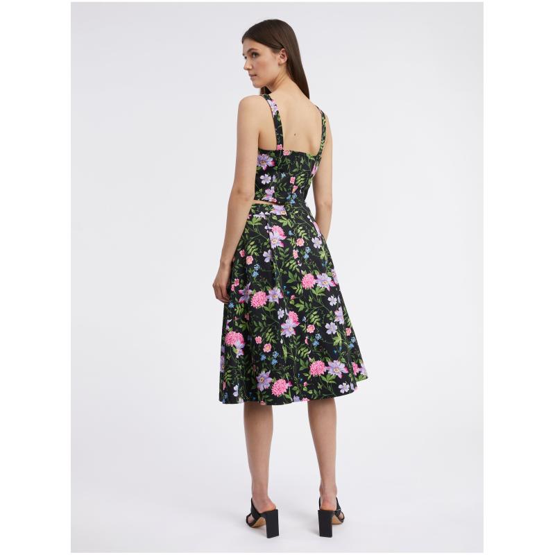 Fekete női virágos szoknya