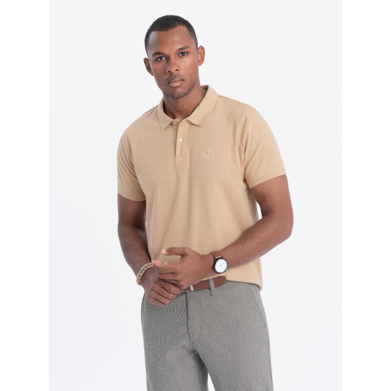 Pánske klasické bavlnené polo tričko S1374 béžová