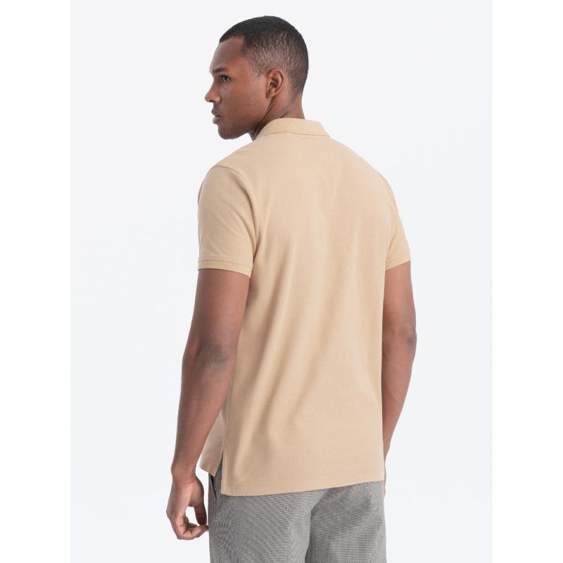 Pánske klasické bavlnené polo tričko S1374 béžová