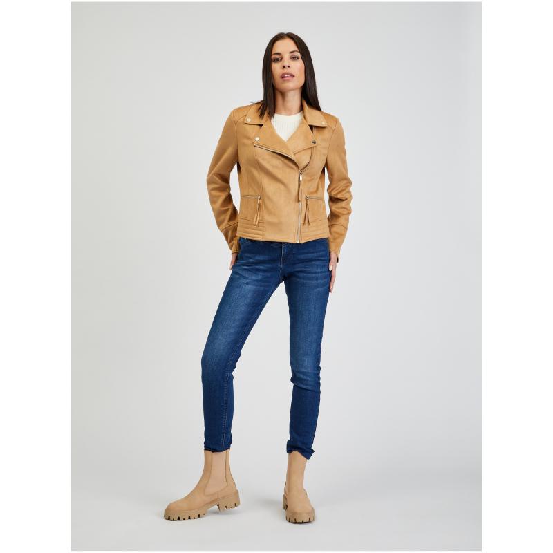 Világosbarna női gömbölyded kabát szarvasbőrből ORSAY Tina 34