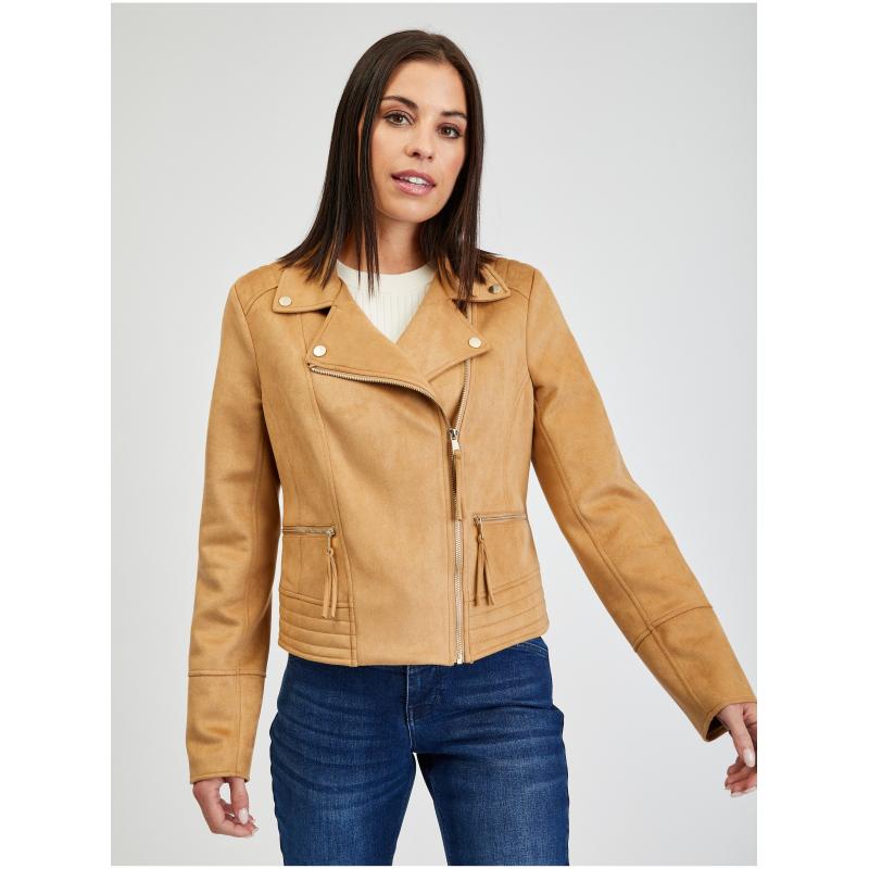 Világosbarna női gömbölyded kabát szarvasbőrből ORSAY Tina 34