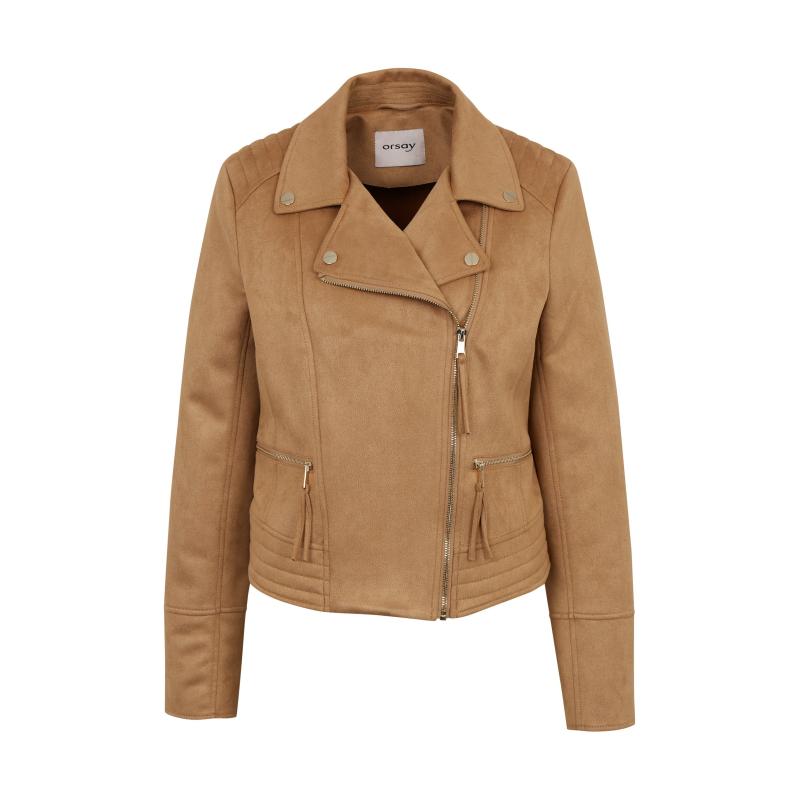 Világosbarna női gömbölyded kabát szarvasbőrből ORSAY Tina 34
