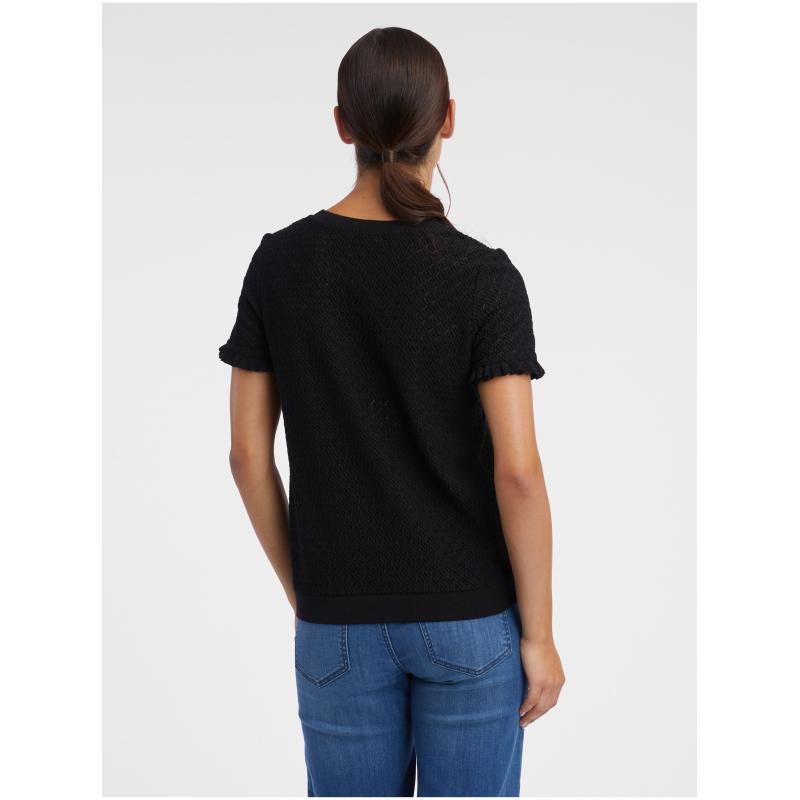 Čierna dámska vzorovaná pletená košeľa