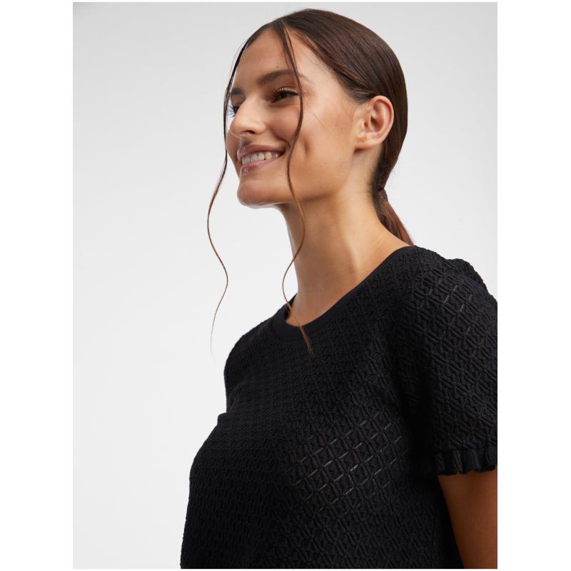 Čierna dámska vzorovaná pletená košeľa