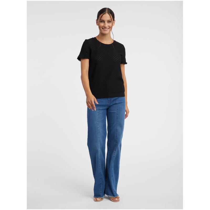 Čierna dámska vzorovaná pletená košeľa