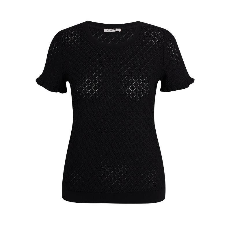 Čierna dámska vzorovaná pletená košeľa