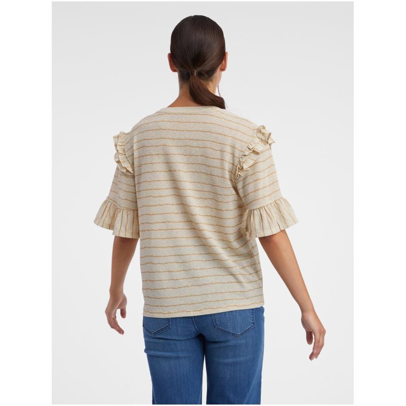 Béžové dámské pruhované tričko