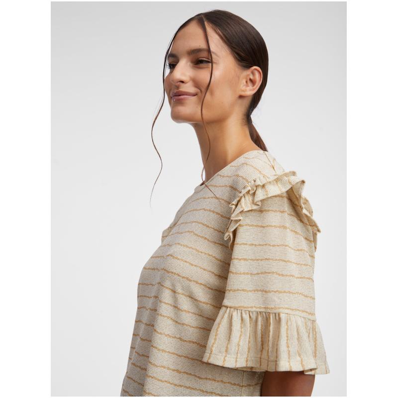 Béžové dámské pruhované tričko