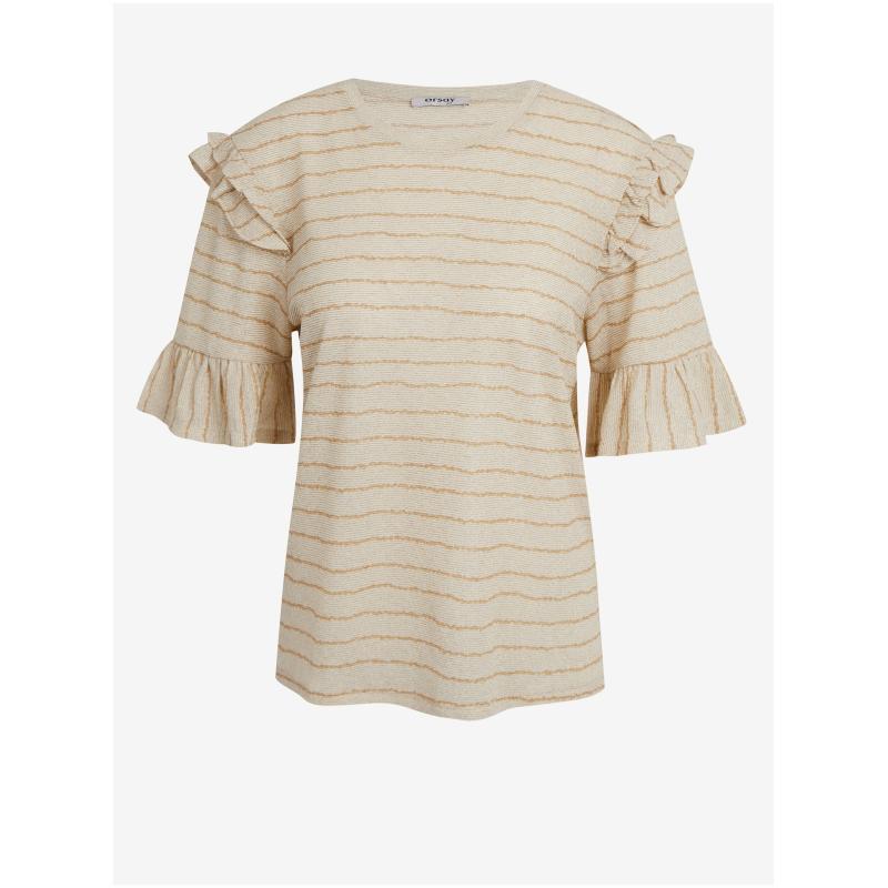 Béžové dámské pruhované tričko