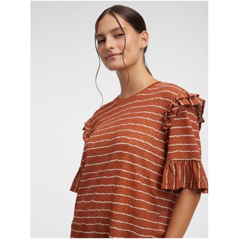 Hnědé dámské pruhované tričko