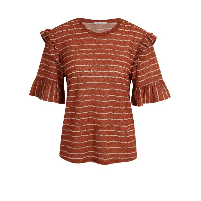 Hnědé dámské pruhované tričko