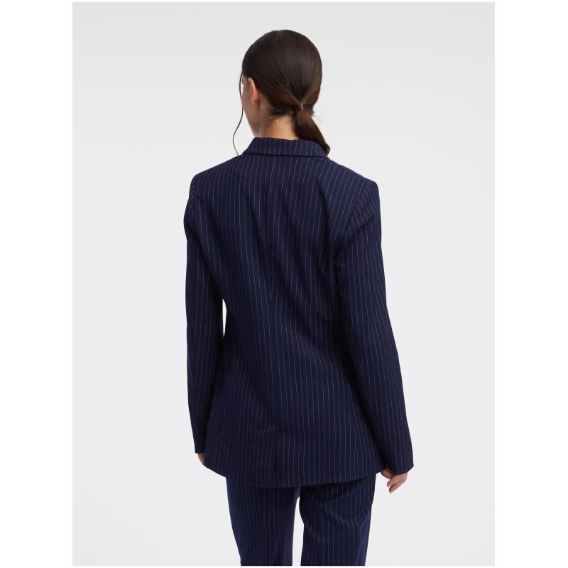 Tmavomodrá dámska pruhovaná bunda