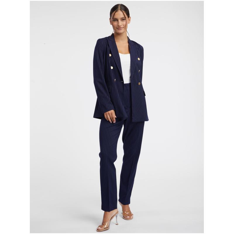 Tmavomodrá dámska pruhovaná bunda