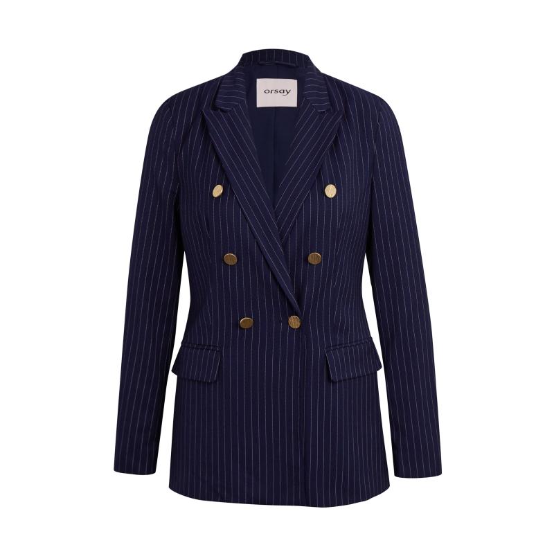 Tmavomodrá dámska pruhovaná bunda