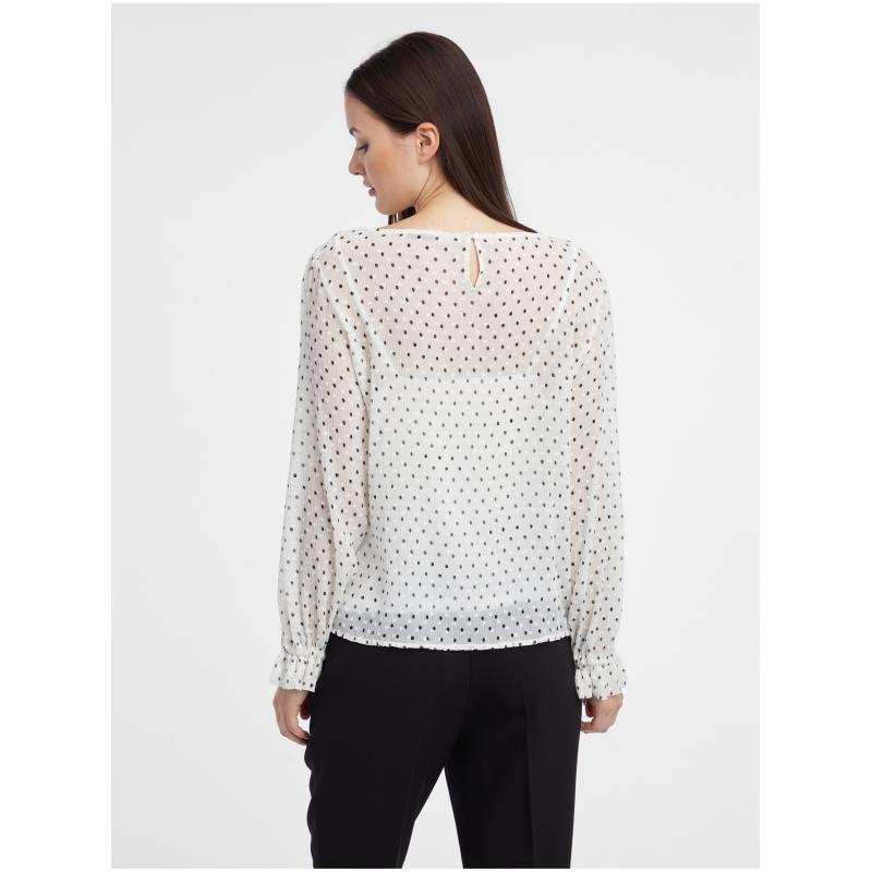 Fehér női pöttyös pöttyös blúz