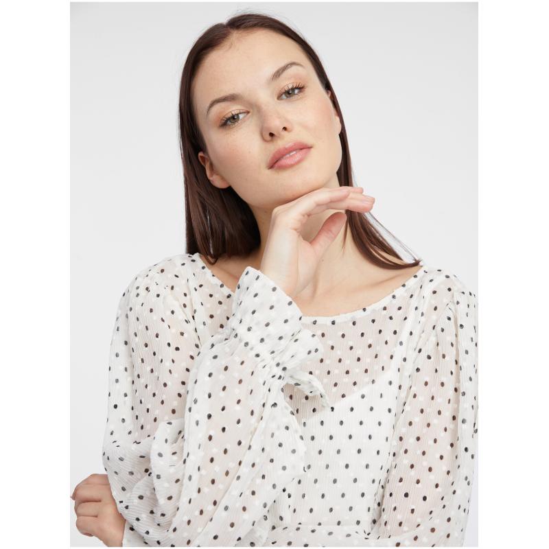 Fehér női pöttyös pöttyös blúz