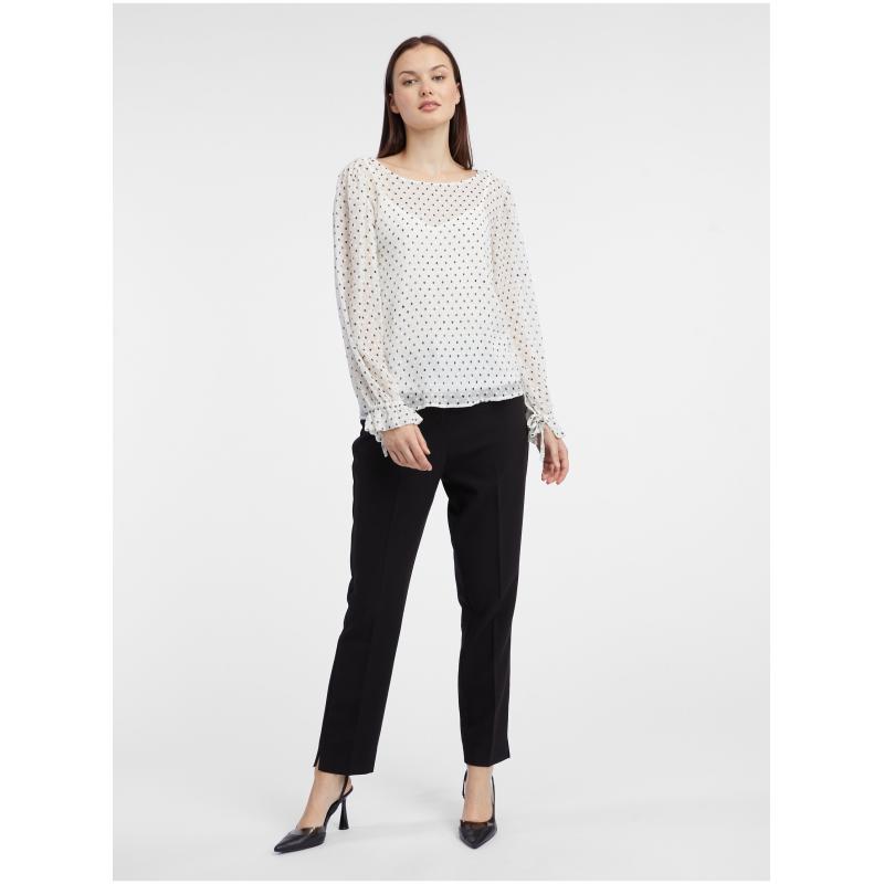Fehér női pöttyös pöttyös blúz