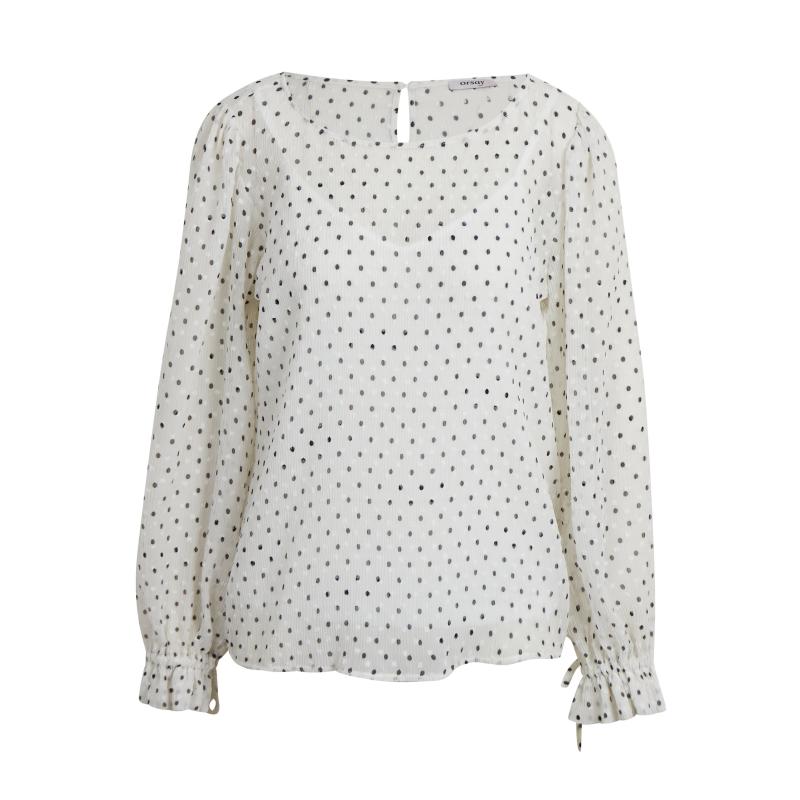 Fehér női pöttyös pöttyös blúz