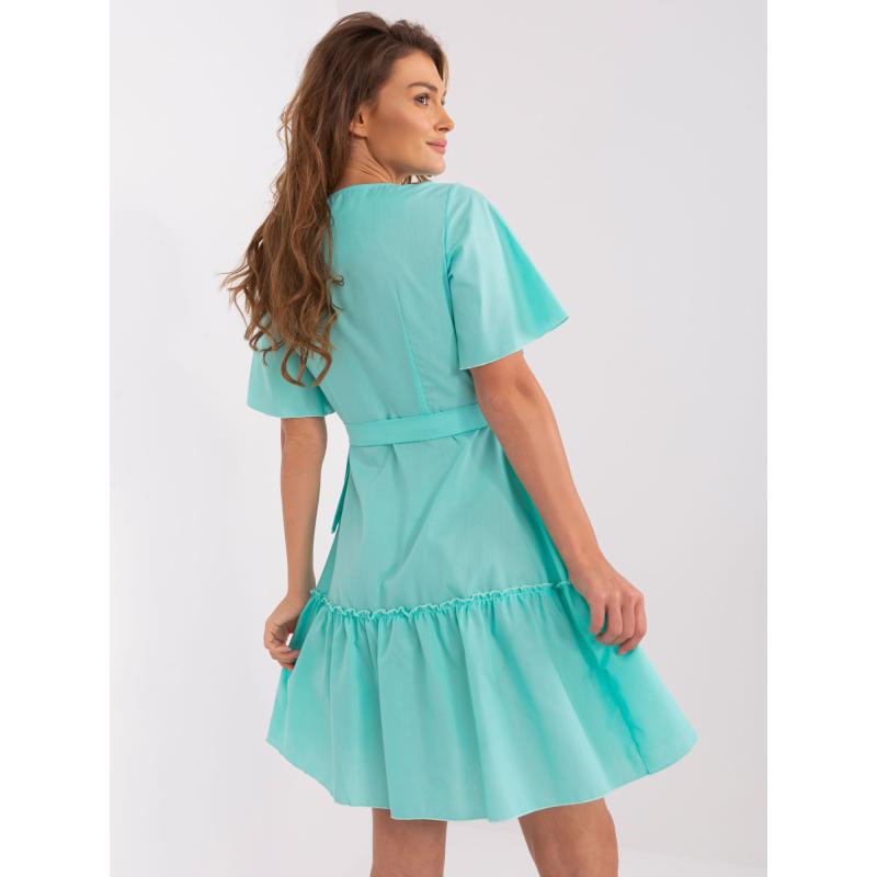 Dámské šaty s volánkovým lemem QUENN mátově zelené