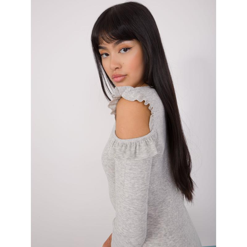 Dámské šaty s 3/4 rukávy SAYA světle šedé