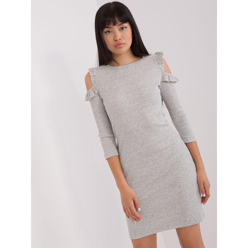 Dámské šaty s 3/4 rukávy SAYA světle šedé