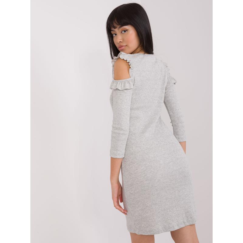 Dámské šaty s 3/4 rukávy SAYA světle šedé