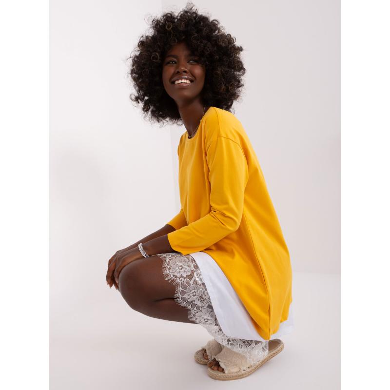 Női kerek nyakú ruha THRASA sötétsárga