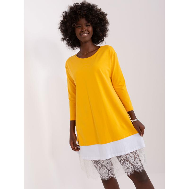 Női kerek nyakú ruha THRASA sötétsárga