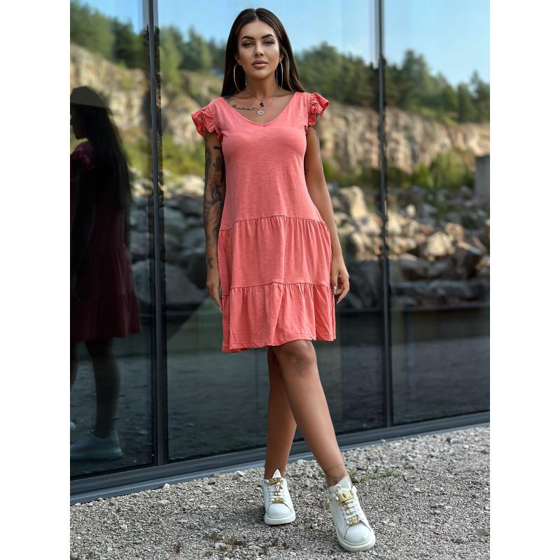 Dámské šaty s volánkem MAYFLIES korálové