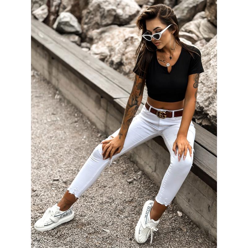 Női rövid ujjú top MAYFLIES fekete