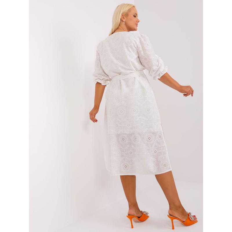 Dámské šaty s anglickou výšivkou plus size ELDA ecru  