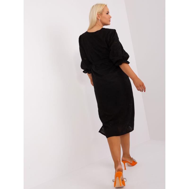 Dámské šaty s 3/4 rukávy plus size YEARA černé 