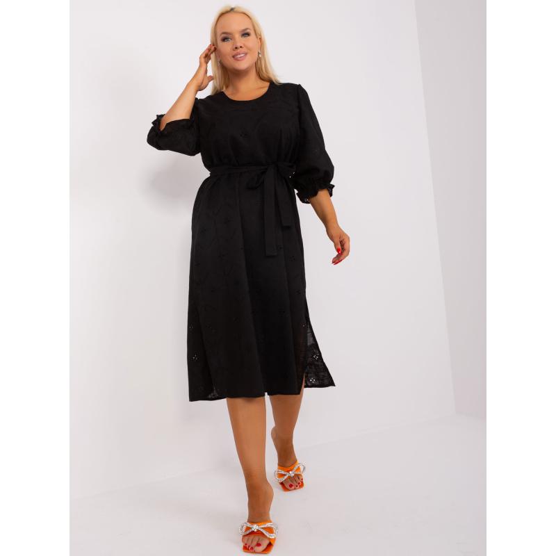 Dámské šaty s 3/4 rukávy plus size YEARA černé 