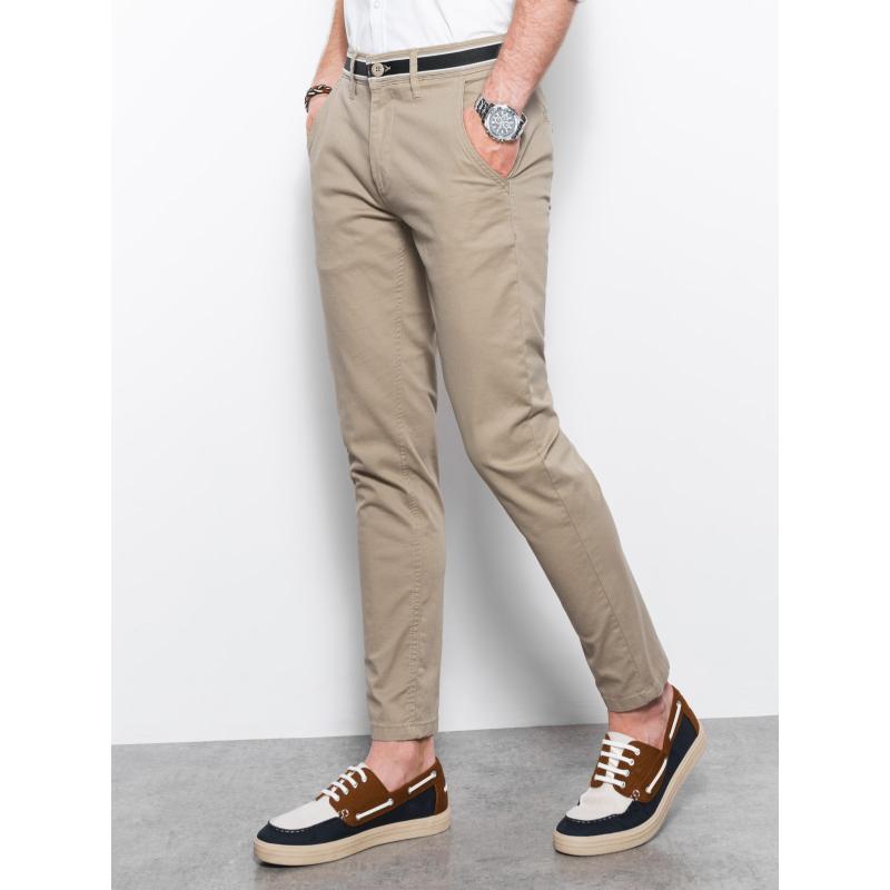 Férfi chino nadrág díszes derékpánttal hamuszín V8 P156 P156
