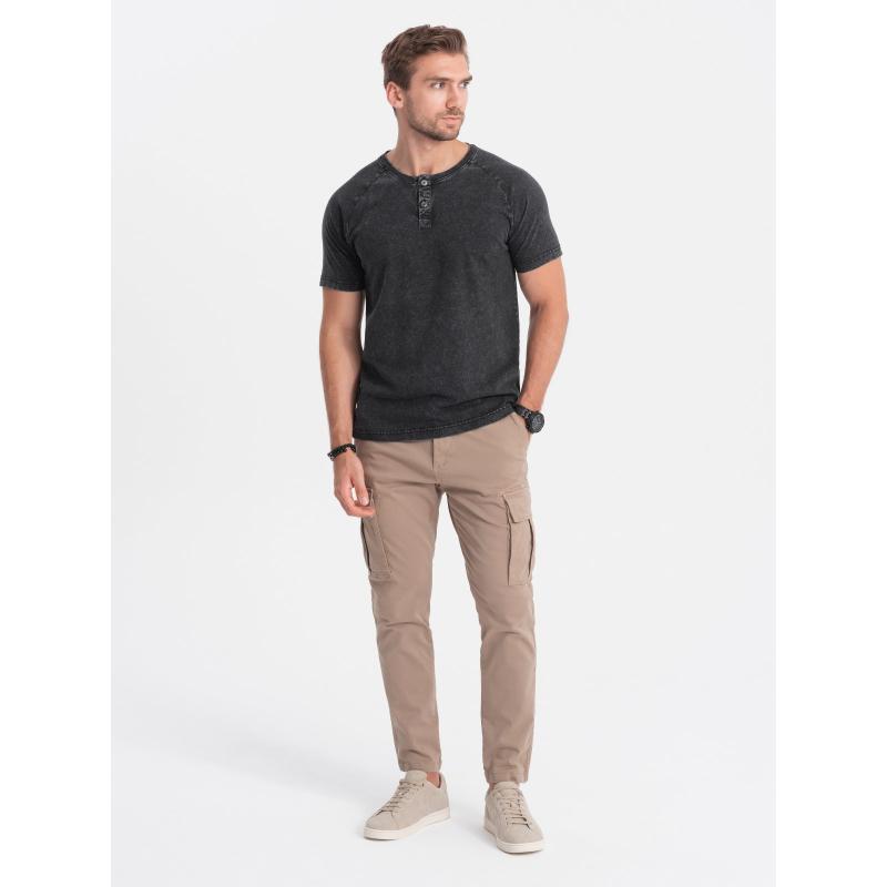 Férfi henley póló fekete V1 S1757
