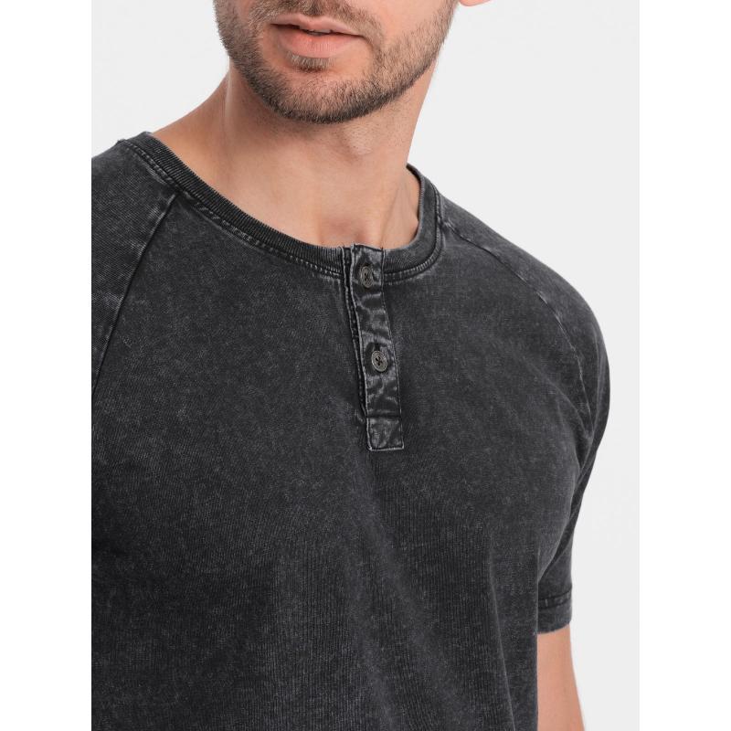 Férfi henley póló fekete V1 S1757